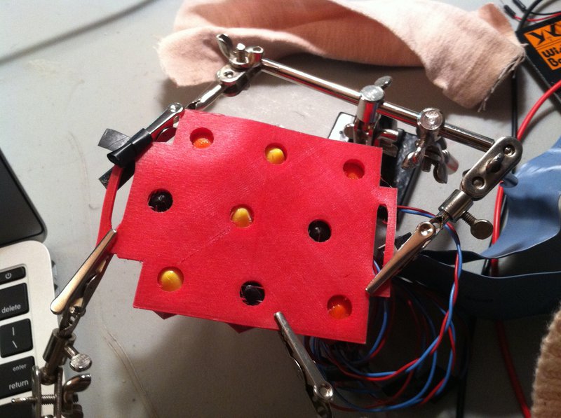 Underside view of haptic feedback device wearable