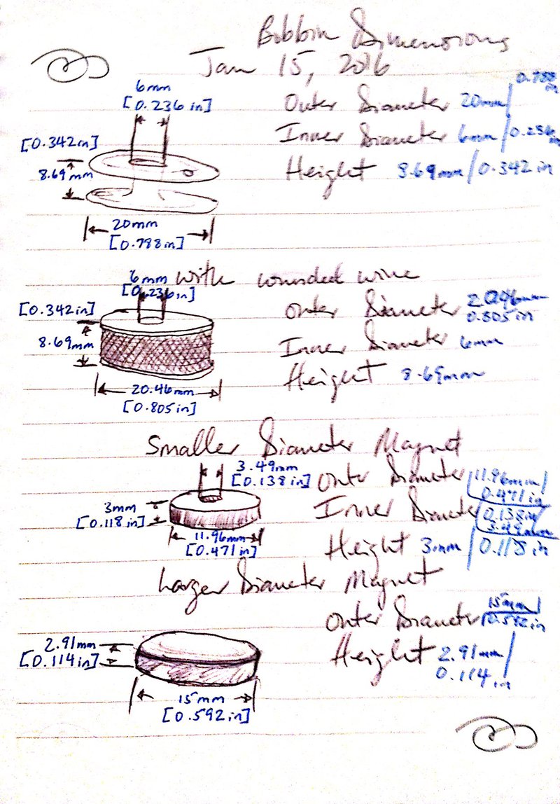 Bobbin and Magnet dimensions sketch