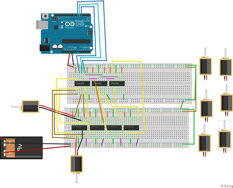 Shift Register H Bridge Breadboard schematic